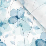 Takoy Enyhén elasztikus műselyem / silky anyag kék füstszínű virágok