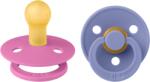 BIBS - Set 2 suzete Colour Latex, tetina rotunda, 0 luni +-Bubblegum/Peri