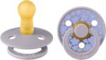 BIBS - Set 2 suzete Colour Studio Collection Flower Latex, tetina rotunda, 6 luni+-Fossil Grey