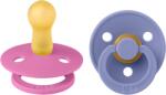 BIBS - Set 2 suzete Colour Latex, tetina rotunda, 6 luni +-Bubblegum/Peri