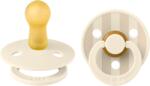 BIBS - Set 2 suzete Colour Studio Collection Stripe Latex, tetina rotunda, 6 luni+-Ivory/Vanilla