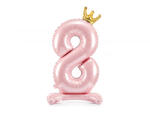 PartyDeco Balon folie cu suport Numarul 8 , 84 cm, roz deschis (1 pachet 1 buc. ) (FB126M-8-081J)