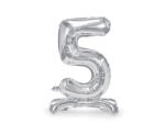 PartyDeco Balon folie cu suport Numarul 5 , 70 cm, argintiu (1 pachet 1 buc. ) (FB102M-5-018)