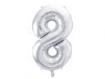 PartyDeco Balon folie Numarul 8 , 86 cm, argintiu (1 pachet 1 buc. ) (FB1M-8-018)