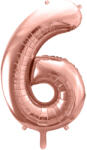 PartyDeco Balon folie Numarul 6 , 86 cm, roz auriu (1 pachet 1 buc. ) (FB1M-6-019R)