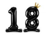 PartyDeco Balon folie cu suport Numarul 18 , 84 cm, negru (1 pachet 1 buc. ) (FB125-18-010)