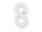 PartyDeco Balon folie Numarul 8 , 86 cm, alb (1 pachet 1 buc. ) (FB130-8-008)