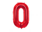 PartyDeco Balon folie Numarul 0 , 86 cm, rosu (1 pachet 1 buc. ) (FB1M-0-007)