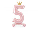 PartyDeco Balon folie cu suport Numarul 5 , 84 cm, roz deschis (1 pachet 1 buc. ) (FB126M-5-081J)