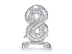 PartyDeco Balon folie cu suport Numarul 8 , 70 cm, argintiu (1 pachet 1 buc. ) (FB102M-8-018)