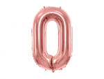 PartyDeco Balon folie Numarul 0 , 86 cm, roz auriu (1 pachet 1 buc. ) (FB1M-0-019R)