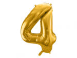 PartyDeco Balon folie Numarul 4 , 86 cm, auriu (1 pachet 1 buc. ) (FB1M-4-019)