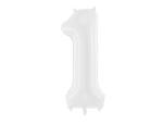 PartyDeco Balon folie Numarul 1 , 86 cm, alb (1 pachet 1 buc. ) (FB130-1-008)