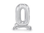 PartyDeco Balon folie cu suport Numarul 0 , 70 cm, argintiu (1 pachet 1 buc. ) (FB102M-0-018)