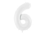 PartyDeco Balon folie Numarul 6 , 86 cm, alb (1 pachet 1 buc. ) (FB130-6-008)