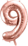 PartyDeco Balon folie Numarul 9 , 86 cm, roz auriu (1 pachet 1 buc. ) (FB1M-9-019R)