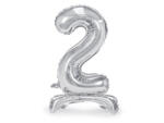 PartyDeco Balon folie cu suport Numarul 2 , 70 cm, argintiu (1 pachet 1 buc. ) (FB102M-2-018)