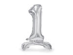 PartyDeco Balon folie cu suport Numarul 1 , 70 cm, argintiu (1 pachet 1 buc. ) (FB102M-1-018)