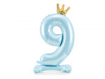 PartyDeco Balon folie cu suport Numarul 9 , 84 cm, albastru cer (1 pachet 1 buc. ) (FB126M-9-011)