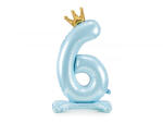 PartyDeco Balon folie cu suport Numarul 6 , 84 cm, albastru cer (1 pachet 1 buc. ) (FB126M-6-011)
