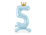 PartyDeco Balon folie cu suport Numarul 5 , 84 cm, albastru cer (1 pachet 1 buc. ) (FB126M-5-011)