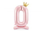 PartyDeco Balon folie cu suport Numarul 0 , 84 cm, roz deschis (1 pachet 1 buc. ) (FB126M-0-081J)