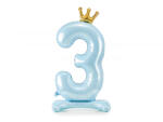 PartyDeco Balon folie cu suport Numarul 3 , 84 cm, albastru cer (1 pachet 1 buc. ) (FB126M-3-011)