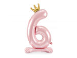 PartyDeco Balon folie cu suport Numarul 6 , 84 cm, roz deschis (1 pachet 1 buc. ) (FB126M-6-081J)
