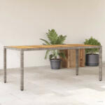 vidaXL Szürke polyrattan kerti asztal akácfa lappal 190 x 90 x 75 cm (365542) - aktuell