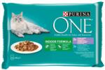 PURINA ONE INDOOR tonhallal és zöldbabbal szószban, vadhússal és sárgarépával szószban, 24 x 85 g