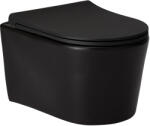 Cerano Puerto, függő WC csésze Rimless 50x35 cm wc ülőke nélkül, fekete matt, CER-CER-403392 (CER-CER-403392)