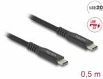 Delock Cablu USB4 type C 20Gb/100W T-T E-Marker 0.5m brodat Negru, Delock 80023 (80023)