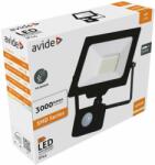 Avide LED Reflektor Slim SMD 30W NW 4000K Mozgásérzékelős PIR Fekete, 3000 lumen, IP44, Gyorscsatlakozóval (A1262)