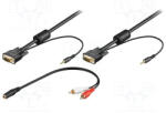 Office Max Cablu VGA + audio, 15T-15T, contacte aurite, 3m + adaptor 3.5mm mama la 2 x RCA (93969)