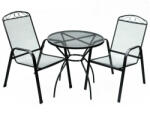 ROJAPLAST Pescara fém kerti bútor szett, 2db székkel, fekete