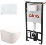 Fluminia Set complet vas WC suspendat Fluminia, Alfonzo, alb, cu rezervor Alca și clapetă albă (AM101/1120+M670+B2330BD-2)