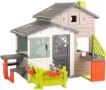 Smoby Căsuța Prietenilor ecologică cu colț de relaxare în grădină lângă bucătărie în culori naturale Friends House Evo Playhouse Gr extensibilă (SM810229-CS) Casuta pentru copii