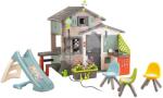 Smoby Căsuța Prietenilor ecologică cu loc de relaxare lângă tobogan și joc de apă în culori naturale Friends House Evo Playhouse Gr extensibilă (SM810229-F) Casuta pentru copii