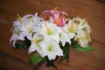 Minikek Selyem liliom művirág csokor tavaszi színekben