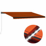 vidaXL narancs és barna kézzel kihúzható LED-es napellenző 500x300 cm (3055233) - balena