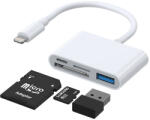 Joyroom adapter SD és TF kártyaolvasóval, USB OTG port és kábel Lightningcsatlakozóval fehér (S-H142) tok