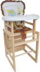 NOVOKIDS Asztalszék gyerekeknek és csecsemőknek asztallá alakítható NOVOKIDS fa asztalszék, tömörfa, biztonsági öv, kényelmes levehető ülés, kivehető asztal, barna fehérrel (NKWOODTBLCHRBROWN)