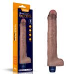 Lovetoy Vibrator Realist Real Softee, 10 Moduri Vibratii, Silicon Platinat, USB, Maro, 26.6 cm Vibrator