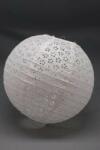 papír lampion gömb, 30 cm-es, fehér, csipkés