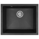 Laveo IBIZA szemcsés fekete egymedencés mosogató helytakarékos szifonnal (SRI_710U)