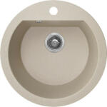 Laveo DAFNE egykör bézs mosogató csaplyukkal, helytakarékos szifonnal (SRD_480T) - mosibolt