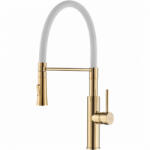 Laveo SHIRE zuhanyfejes csaptelep rugalmas tömlővel, fehér / arany (BQH_G78D) - mosibolt