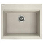 Laveo TAU 6 bézs egymedencés mosogató helytakarékos szifonnal (SRT_410Y) - mosibolt