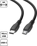 Cellect USB-C apa - Micro USB - apa Adat és töltő kábel - Fekete (1m) (5999112876137) (5999112876137)