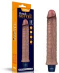 Lovetoy Vibrator Realist Real Softee, 10 Moduri Vibratii, Silicon Platinat, USB, Maro, 24.5 cm Vibrator